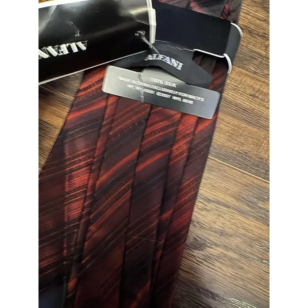 Alfani Men's Stripe Silk Tie Red Black Midnight Stripe